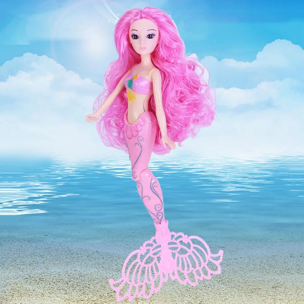 Mermaid Princess Doll Girl Pretend Play Toys Illuminate Singing Birthday Gift 3D Simulated Mermaid Doll Girls Toys