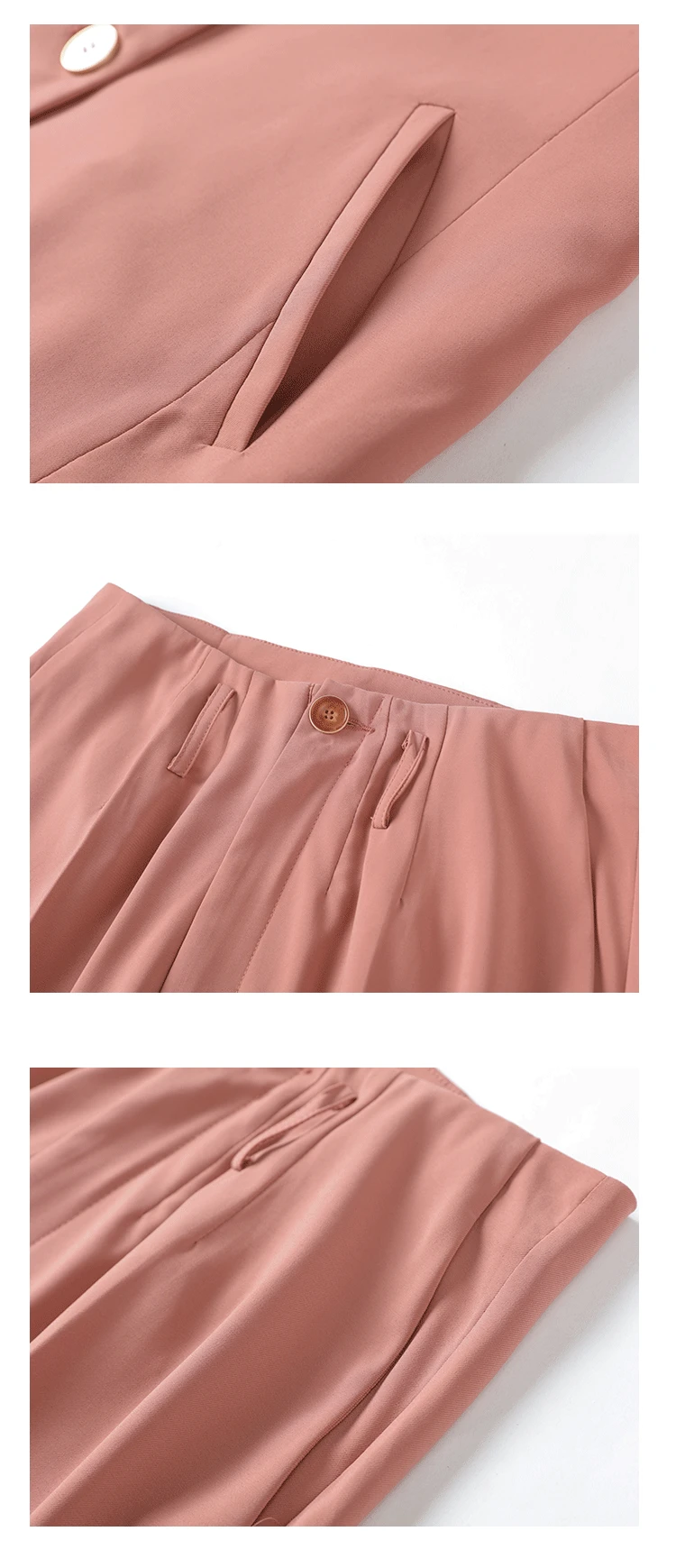 Single Breasted Elegant Pants Suits Early Autumn Two Buckles Suit Jacket+ Button Fly Ankle Length Trousers