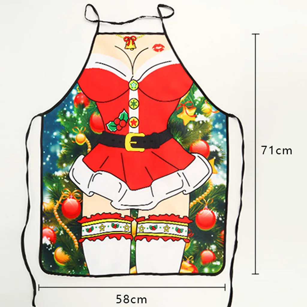 Waterproof Apron Men Women Waterproof Chef Wearable Printing Apron Cooking Kitchen Santa Elf Apron Christmas Decorations