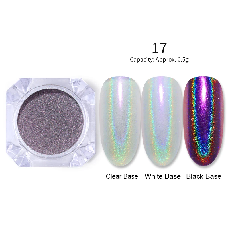 1 Box Nail Art Glitter Pigment Powder Holographic Laser Gold Sliver Chrome Pigment Dust Power Manicure UV Gel Decoration Power - Цвет: 17