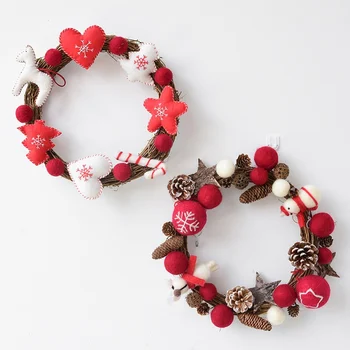 

30cm Wicker Felt Ball Decoration Christmas Wreath Window Christmas Decorations