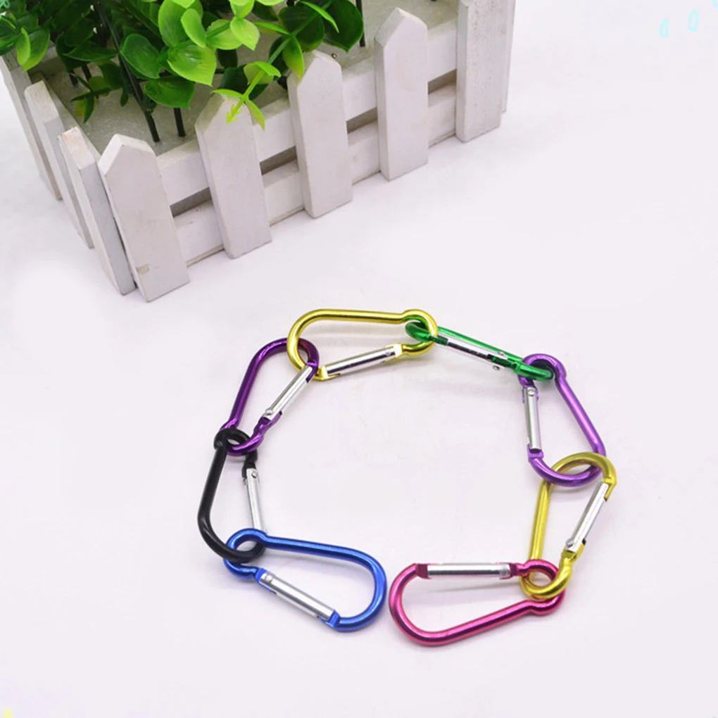 5pcs mini Climbing D-Ring Clip Camping Hiking Hook Outdoor Sports Multi Colors Aluminium Safety Buckle Keychain