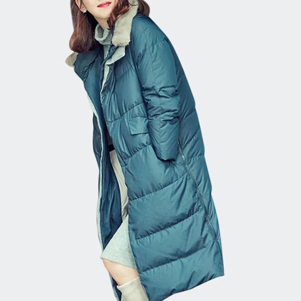 

Winter 2019 New Fashion Ladies Long Cotton Padded Jackets Loose Oversize Bread Down Jackets Female Street Wear Thick Warm Coats