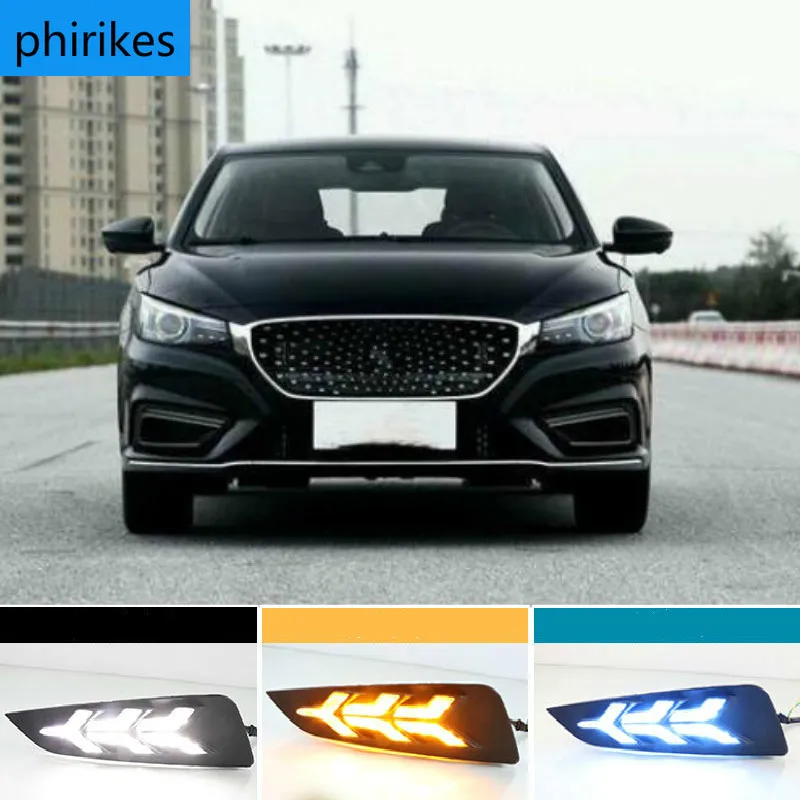 

2pcs Car LED Daytime Running Light for MG6 2017 2018 2019 Dynamics Moving Flash Turn Signal Light White Running Fog Lamps