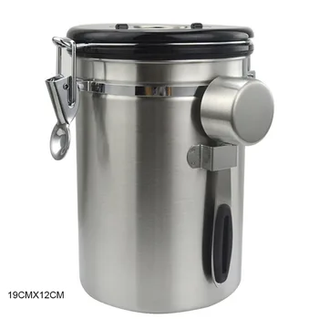 

Airtight Coffee Canister Stainless Steel Container Coffee Ground Vault Jar with Valve for Kitchen TSH Shop