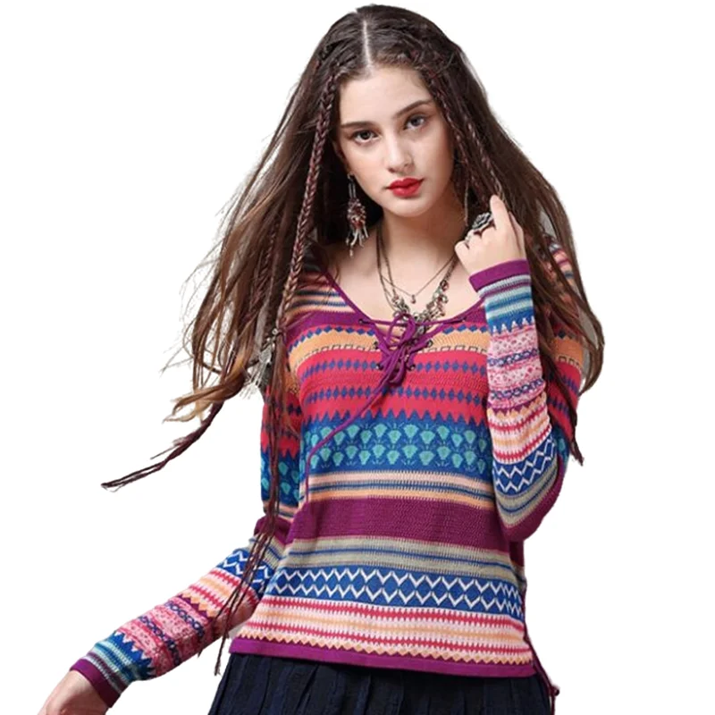 Women Pullover Sweater 2022 Spring Autumn Striped Knitted Sweaters ladies long sleeve pullover casual tops | Женская одежда