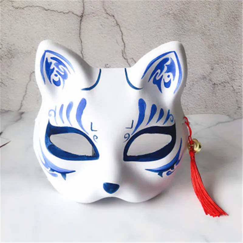 2 шт Вечерние Маски рисованная маска Аниме COS Cat Fox маска с колокольчик-кисточка