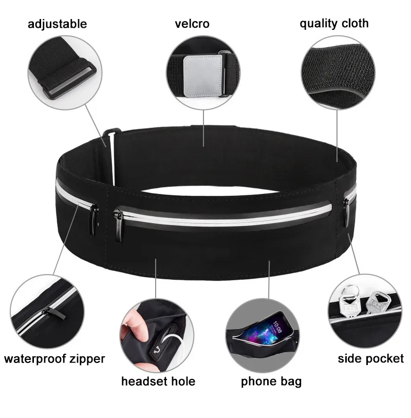 CWIKLES Belt Bag Mobile Cell Phone Bag for Running Men Running Bag Women Sport Fanny Pack Waterproof Jogging Gym Waist Bag Run 3