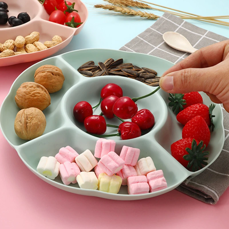 Multi-Function Plastic Fruit Plate Dessert Tray Plate Snack Dish 6 Compartments High Quality Christmas Tree Shape Candy Dish