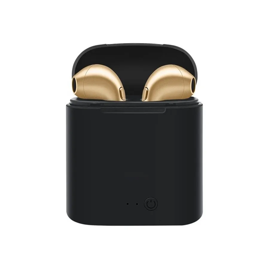 Black.Gold Заводская горячая Распродажа Tws I7 беспроводной Bluetooth наушники в ухо гарнитура стерео Бас Невидимый с микрофоном один/пара спортивные наушники - Цвет: Black.Gold