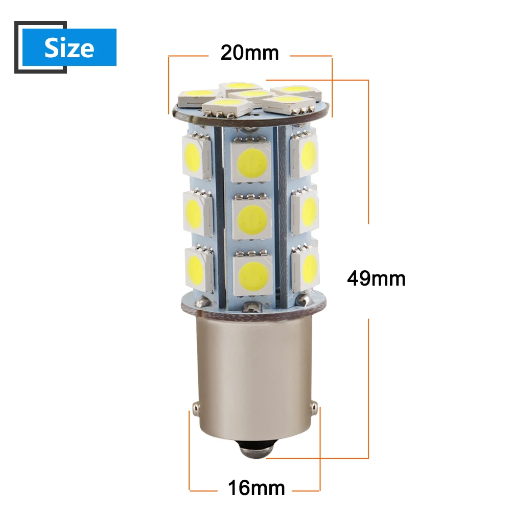 6 шт. 24В DC Белый 5050 24 SMD светодиодные лампы 1156 BA15S P21W автомобильный внедорожник резервный Задний сигнал поворота, стоп-сигналы, индикаторная линза для автомобилей