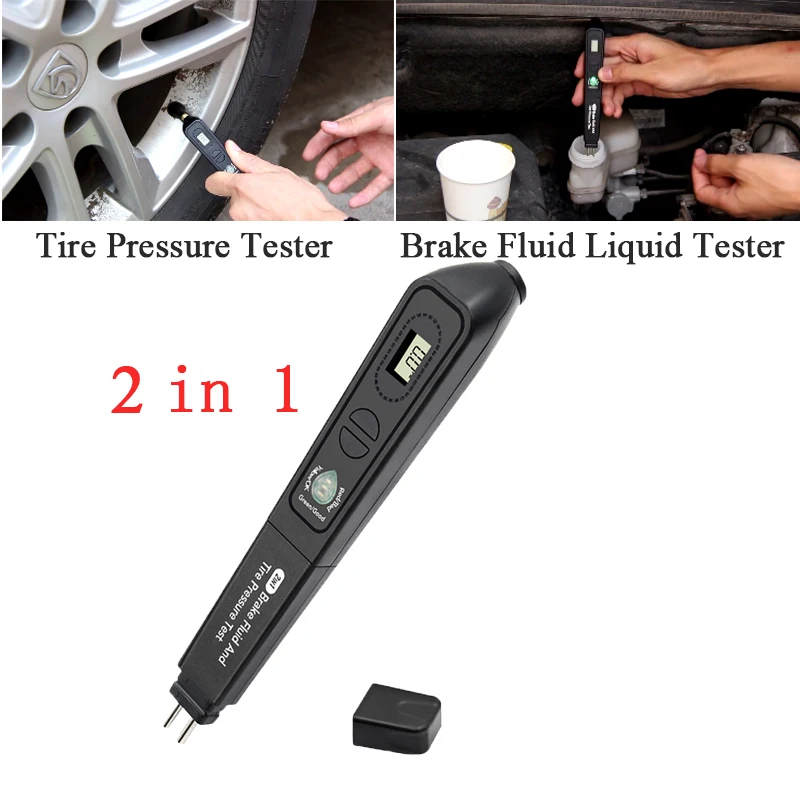 2 In 1 Auto Car Brake Fluid Tester Liquid Pen Tire Pressure With LED Vehicle Diagnostic-Tools Black | Автомобили и мотоциклы