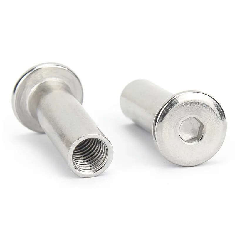 1/5pcs 304 Stainless Steel Large Flat Hex Hexagon Socket Head Furniture Rivet M6 M8 Connector Insert Joint Sleeve Cap Nut