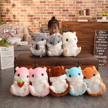 

New 40*25cm Cute Hamster Doll Pillow Blanket Plush Toys Kawaii Lying Pillow Stuffed Soft Animal Dolls Children Baby Gift