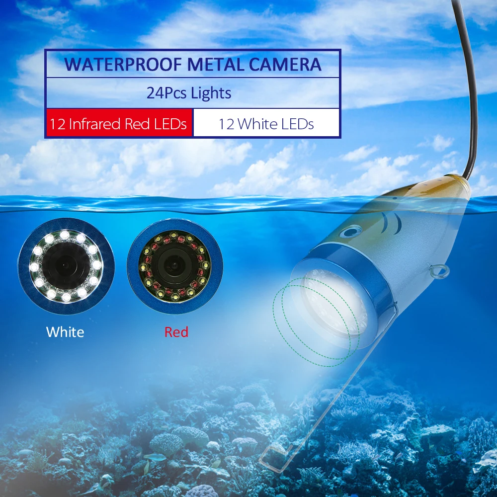 Портативный 9 дюймов ЖК-дисплей монитор Рыболокаторы Водонепроницаемый подводная рыбалка Камера 24 шт. светодиодный лампы 15 м кабель для морской рыбалки