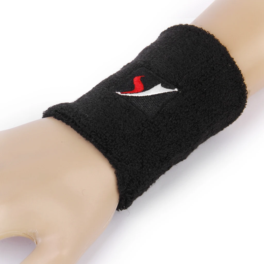 1 Pcs Unisex Terry Cloth Cotton Sport Wristband Badminton Tennis Gym Wrist Band Sweatband Black