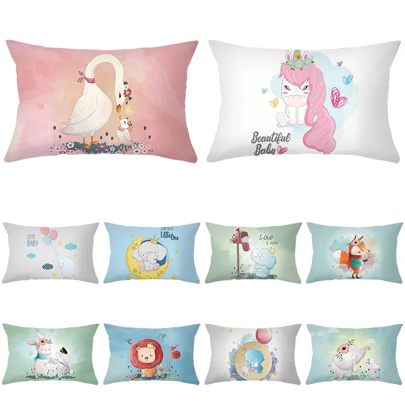 

Cartoon Cushion animal Family Print Pillow Case Bird Polyester Cotton 30*50 CM Throw Pillow Cover Decoration For Home Office