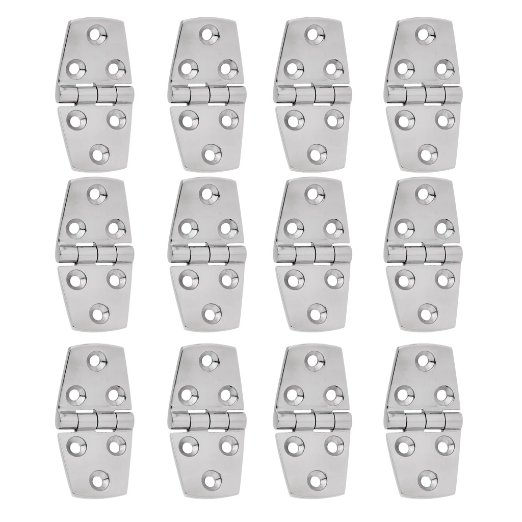 12 Pieces Durable 316 Marine Stainless Steel Casting Strap Hinge Door Hinge for Boat Yacht RV