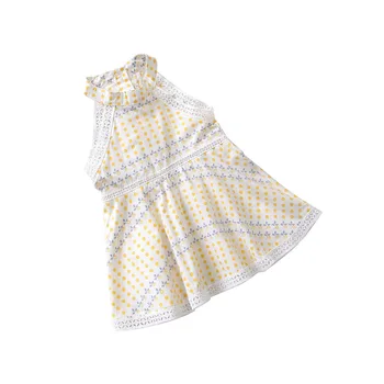 

Roimyal Wholesale 2019 New princess girls dress sleeveless dots A-line dress Ceremony and casual Children clothes for 2-6 years