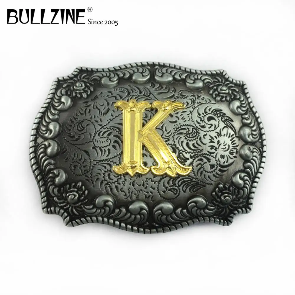 Пряжка для ремня Bullzine с надписью K Оловянным и золотым покрытием FP 03687 подходит