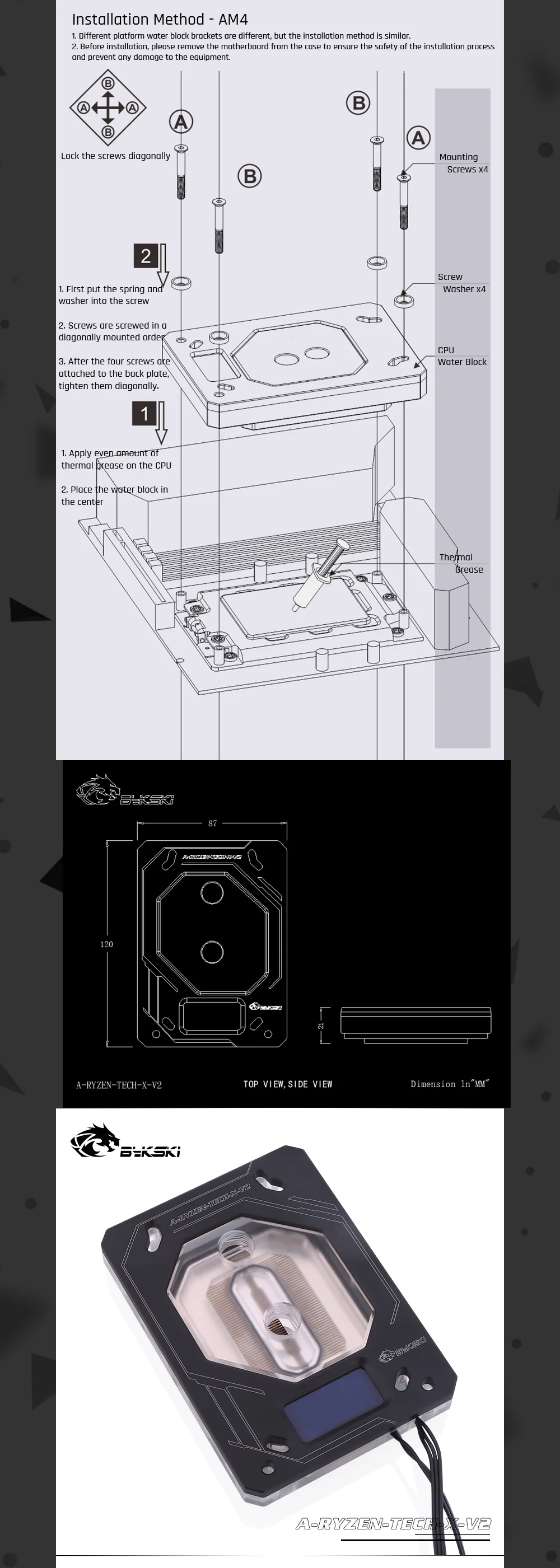 Bykski A-RYZEN-TECH-X-V2, For AM3/AM4 X399 Temperature Digital Monitoring Water Block, Monitor Temperature In Real Time  