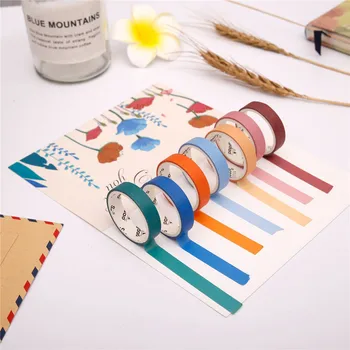 

6pcs/roll Pure Color Washi Tape Self Adhesive Masking Tapes DIY Scrapbooking Dairy Notebook Stationery Sticker Office Supplies