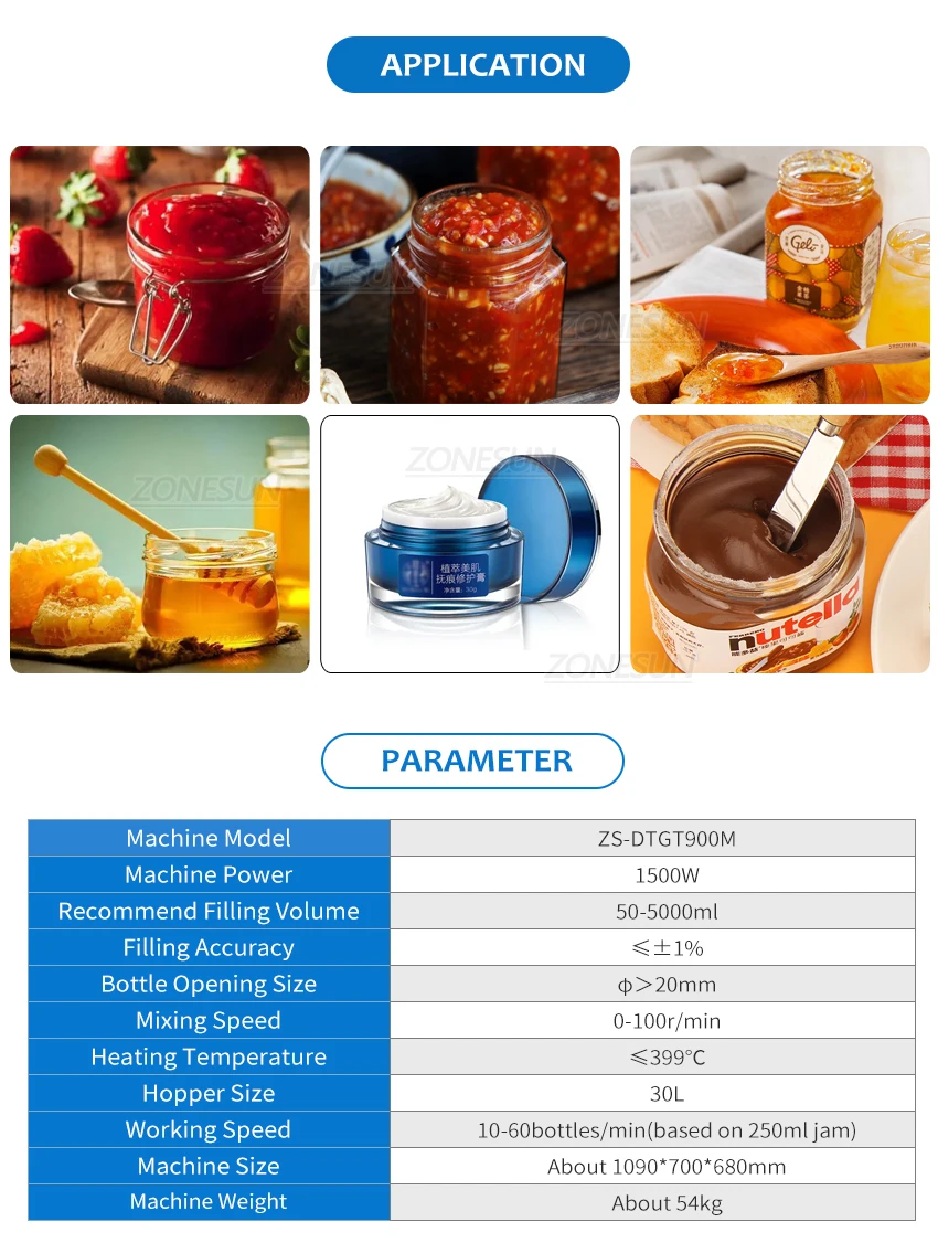 ZONESUN ZS-DTGT900M Автоматическая машина для розлива шоколадного масла с роторным насосом и нагревателем миксера