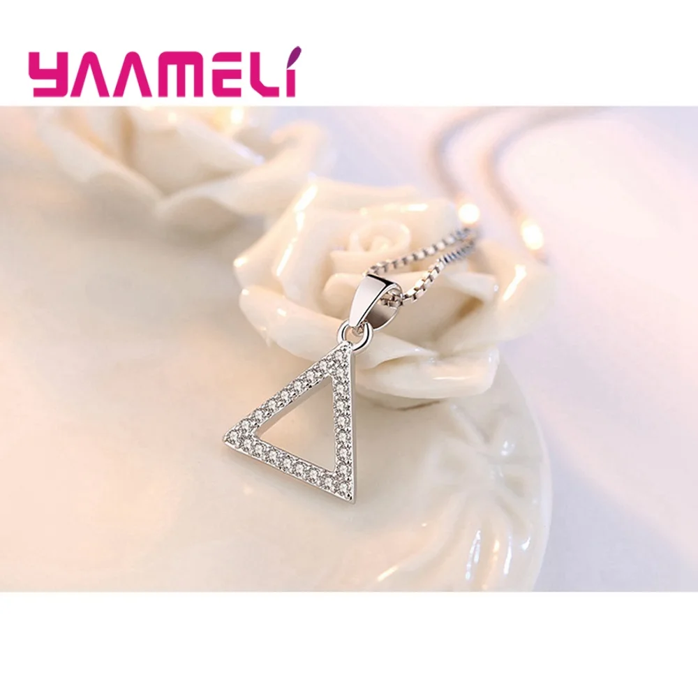 Model 9 Лидер продаж, 925 пробы серебряные ювелирные изделия, кубический циркон, треугольный круг, Сердце, звезда, цветок, подвеска, ожерелья для женщин, женский воротник, колье - Окраска металла: Model 9