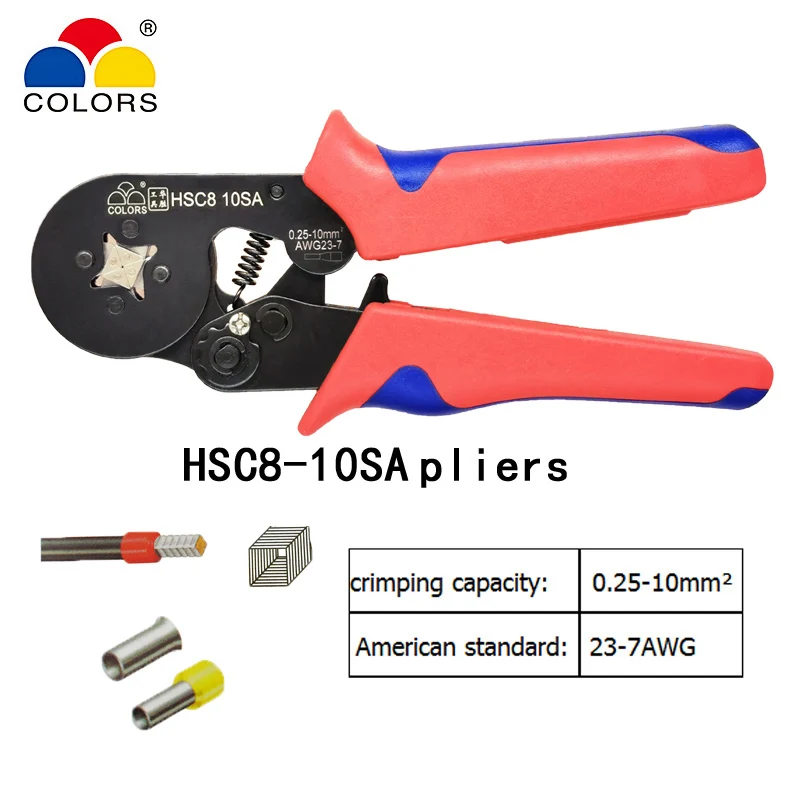 Трубчатые обжимные инструменты Мини Электрические плоскогубцы HSC8 10SA 0,25-10mm2 23-7AWG 6-4A/6-6A 0,25-6mm2 Высокоточный набор зажимов