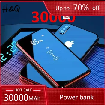 

30000mah Power Bank Wireless Charger For iPhone Samsung External Battery Bank Built-in qi Wireless Charger Powerbank Portable