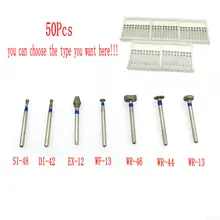 Зубные Алмазные Боры перевернутый конус с воротником Тип стоматологический наконечник для высокоскоростной бормашины боры 50 шт. Колесо/баррель Тип SI48/EX12/WR46/WR13