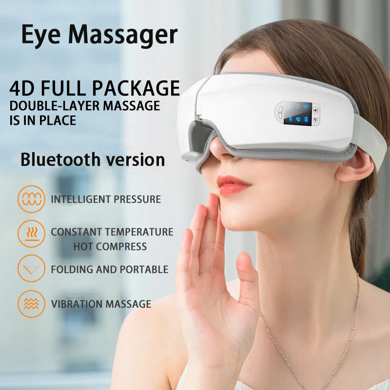 SUPER DEALS! 4D Smart Airbag Vibration Eye Massager Eye Care Instrumen Heating Bluetooth Music Relieves Fatigue And Dark Circles