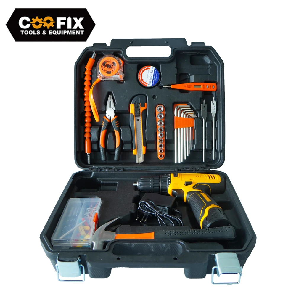 COOFIX Portable Hand Tool Set Household Repair Multifunction Tool Kit 12V Electric Cordless drill Knife Power Tool Set|Hand Tool Sets| - AliExpress
