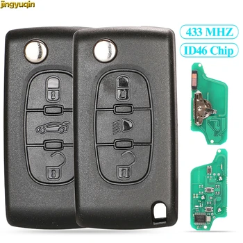 

jingyuqin Car Key 433Mhz ID46 ASK/FSK For Peugeot 307 407 607 807 Partner Citroen C3 C4 C5 C6 C8 Xsara 3B HCA/VA2 CE0536/0523