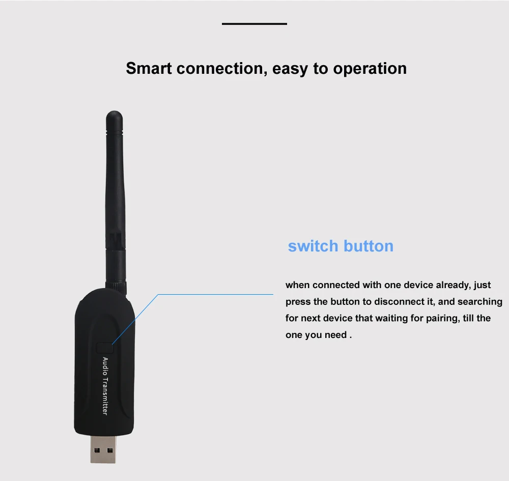 B5 Bluetooth Transmitter 3 5mm USB Wireless Audio A2DP Stereo Adapter External Antenna for PC Laptop TV Headphones