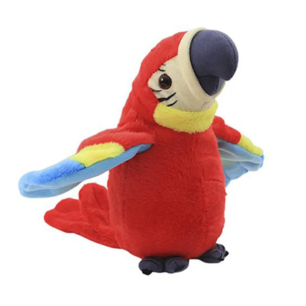 Juguete de peluche electrónico conversación para niños, peluche de loro con alas que se agitan