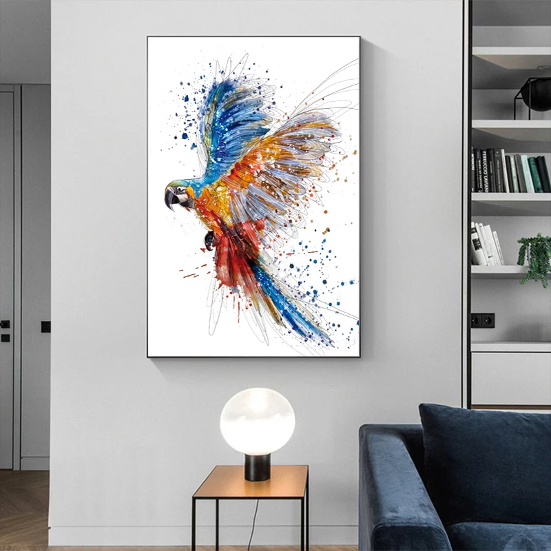 RELIABLI животных холст Картины красочные фотографии попугая Wall Art Fly плакаты с