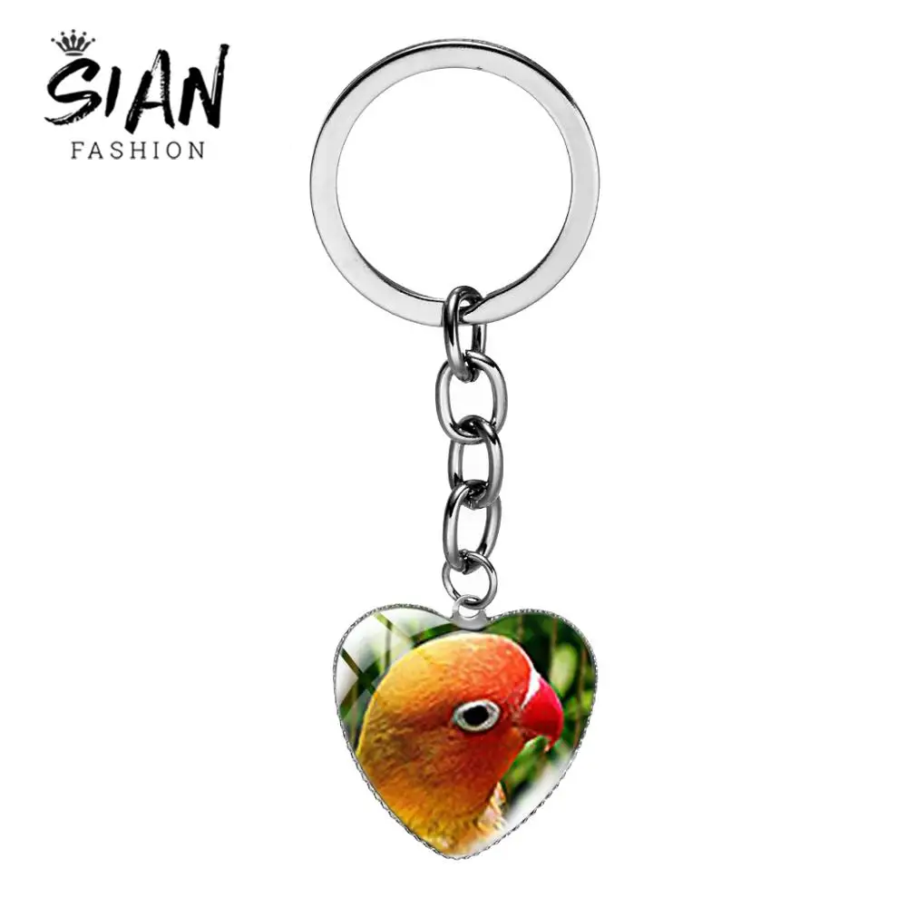 SIAN Funny Bird Photo в форме сердца брелок красочные попугаи Lovebird Мода животное