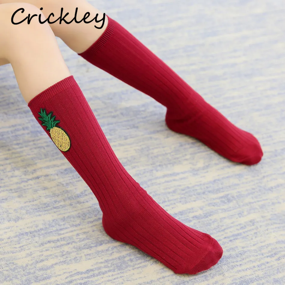 Children Girls Sequins Pineapple Bling Pattern Socks for Winter Autumn Combed Cotton Keep Warm Breathable Solid Kids Girls Socks