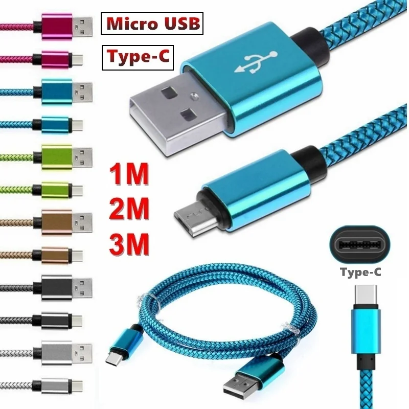 1M/2M/3M Android Cables Iphone USB Charger Cable Micro USB Charging Cable Data Sync Cord for