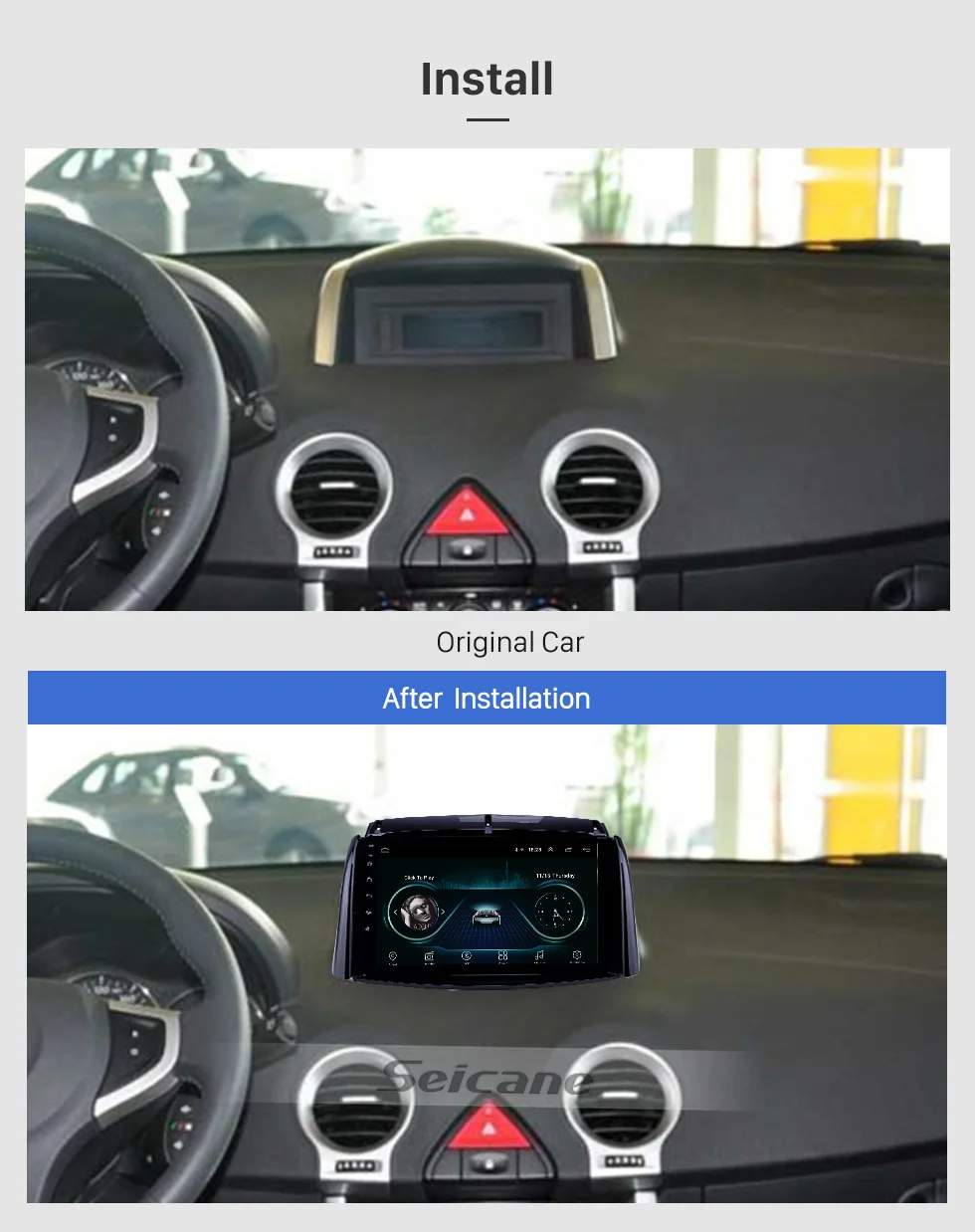 Top Seicane 9 inch Android 8.1 Car Unit Radio for 2009-2016 Renault Koleos GPS Navigation USB AUX support Carplay DVR OBD Digital TV 1