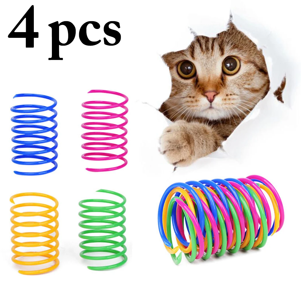 4PCS Funny Pet Toys Cat Spring Toy Creative Cat Interactive Toy Pet Play Toys For Cats Kitten Pet Supplies peppy pet ball