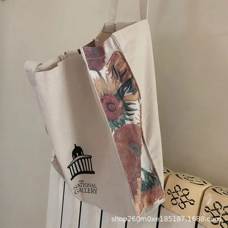 

Non-Zipper China the United Kingdom Museum Van Gogh Sunflower One-Shoulder Canvas Bag Women's Versatile Tote Bag