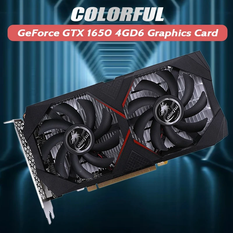 COLORFUL GeForce GTX 1650 4GD6 Graphics Card 4GB GDDR6 1410Mhz 1590Mhz 128Bit 192GB/S DP+HDMI-Compatible+DVI 12Nm Video Card gaming card for pc