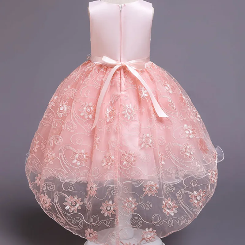 INS/платье с блестками для девочек; кружевное платье принцессы со шлейфом и цветами; Vestido; Детские платья для девочек; детское праздничное платье для свадьбы; От 3 до 8 лет