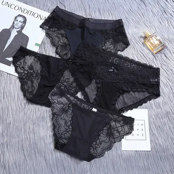 

Fashion Sexy Panties Comfortable Briefs Exquisite Crotchless Shorts Solid Lingerie Sexy Hollow Out Underwear Women