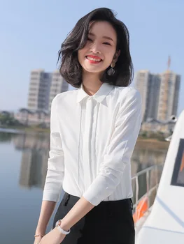 

Black Chiffon Shirt Female Long Sleeve Temperament 2020 Temperament Joker Autumn Occupation Lapel Shirt Female