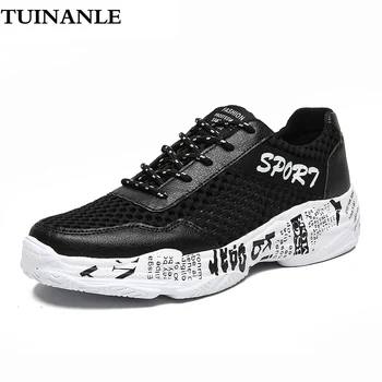 

TUINANLE Platform Sneakers Breathable Mesh Fashion Graffiti White Shoes Tenis Feminino Lover Shoes Plus Size 2020 Womens Shoes
