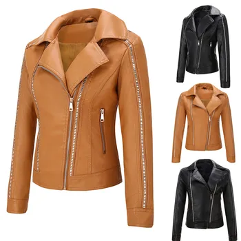 

Ladies winter jacket Women's warm coat Winter Women Short Coat Leather Jacket Parka Zipper Tops Overcoat Outwear Y820