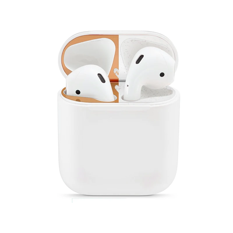 Для Apple AirPods 2 металлическая пыль Защитная Наклейка протектор для наушников крышка для Airpods 2 милый узор Пылезащитная наклейка